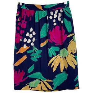 Vintage Lanvin Paris Floral Pencil Skirt Size 8 Made in France